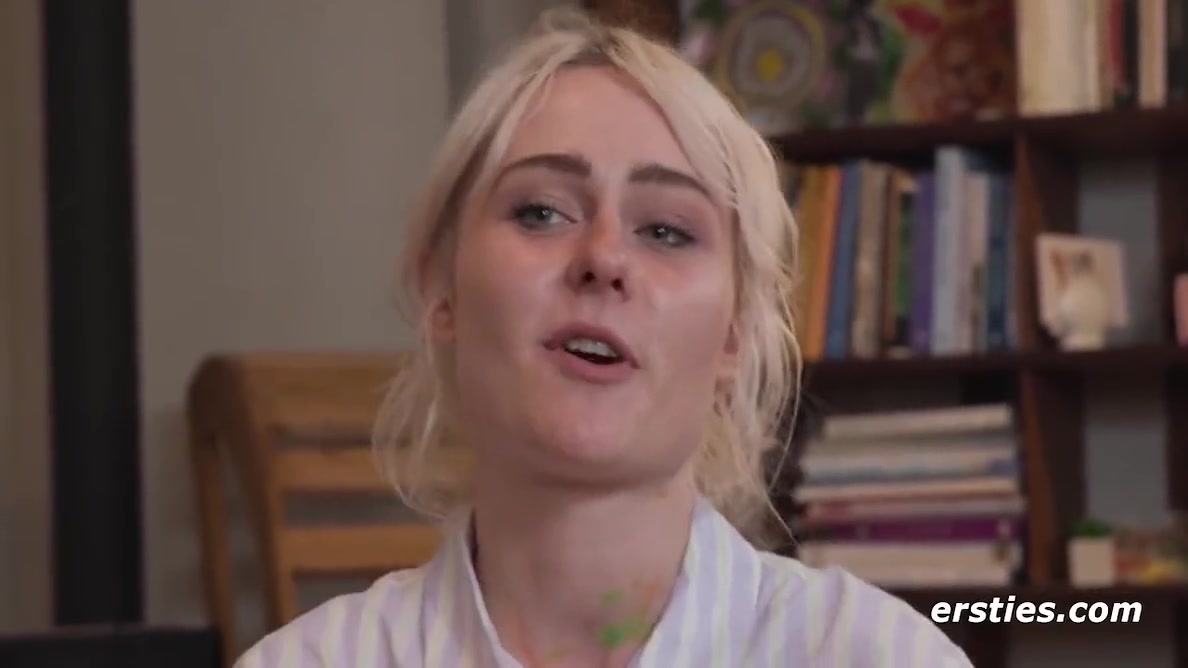 Blonde Hally Puts The Brush In Her Pussy While Painting