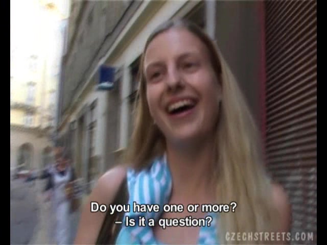 Czech brunette slut Veronika sucks in the car