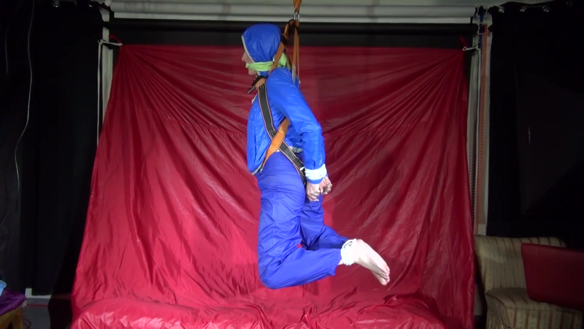 Watching Sexy Sonja Being Tied And Gagged Overhead Hanging With A Special Belt And Ropes And A Cloth Gag (Video)
