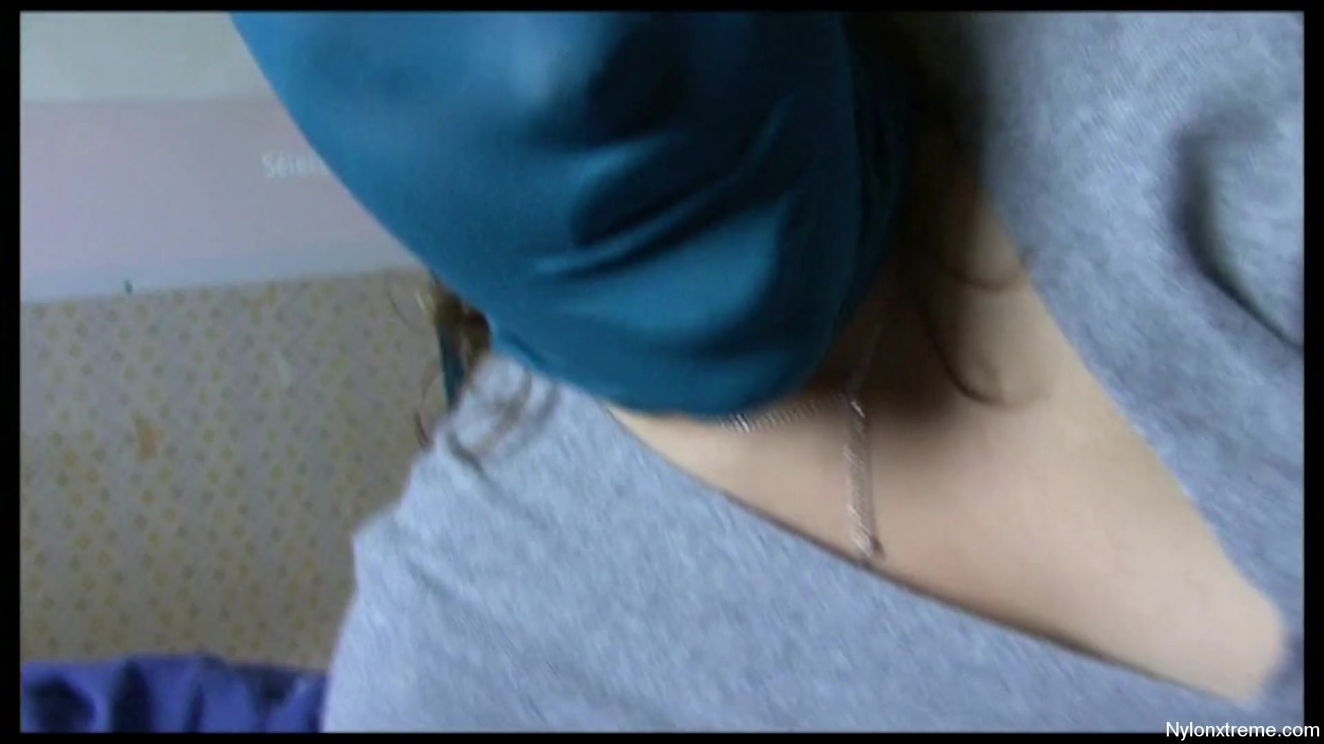 4 Blue Encasement Nylon Mask Blow 1 - Sex Movies Featuring Sexy Tights