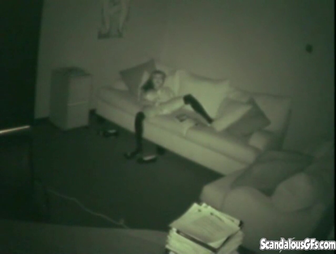 Sexy solo teen 18+ in b and w caught masturbating