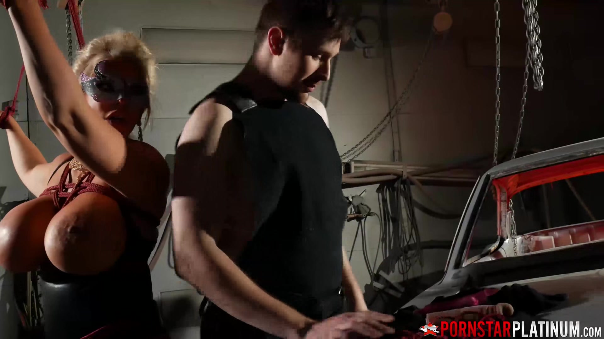 PORNSTARPLATINUM Busty Alura Jenson Fucks Dildo In BDSM Play