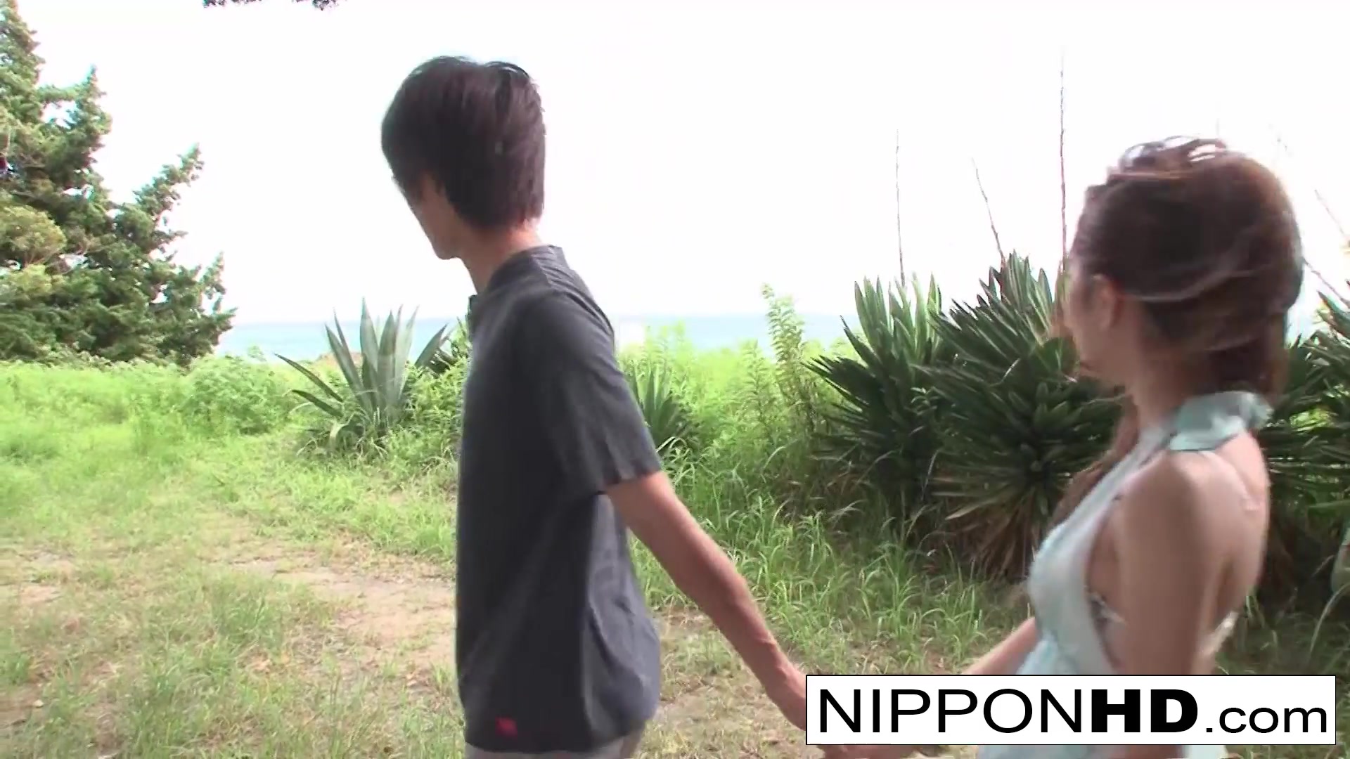 Japanese Girlfriend Blows Her Guy Outdoors - NipponHD