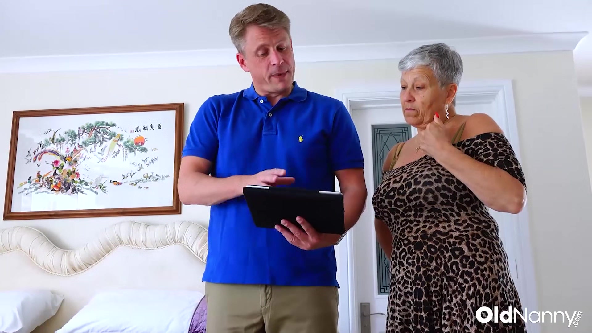 Mature Granny Seduces Young Realtor In Bedroom