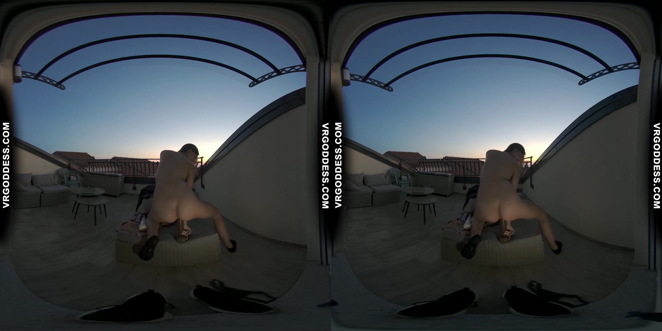 Bombshell Rebeka Ruby On Vacation Sunset Balcony Big Dildo Masturbation