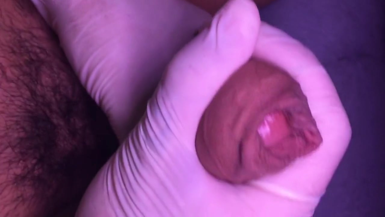 Uncut Cock Close Up Precum And Cumshot With Latex Gloves Slowmo At The End