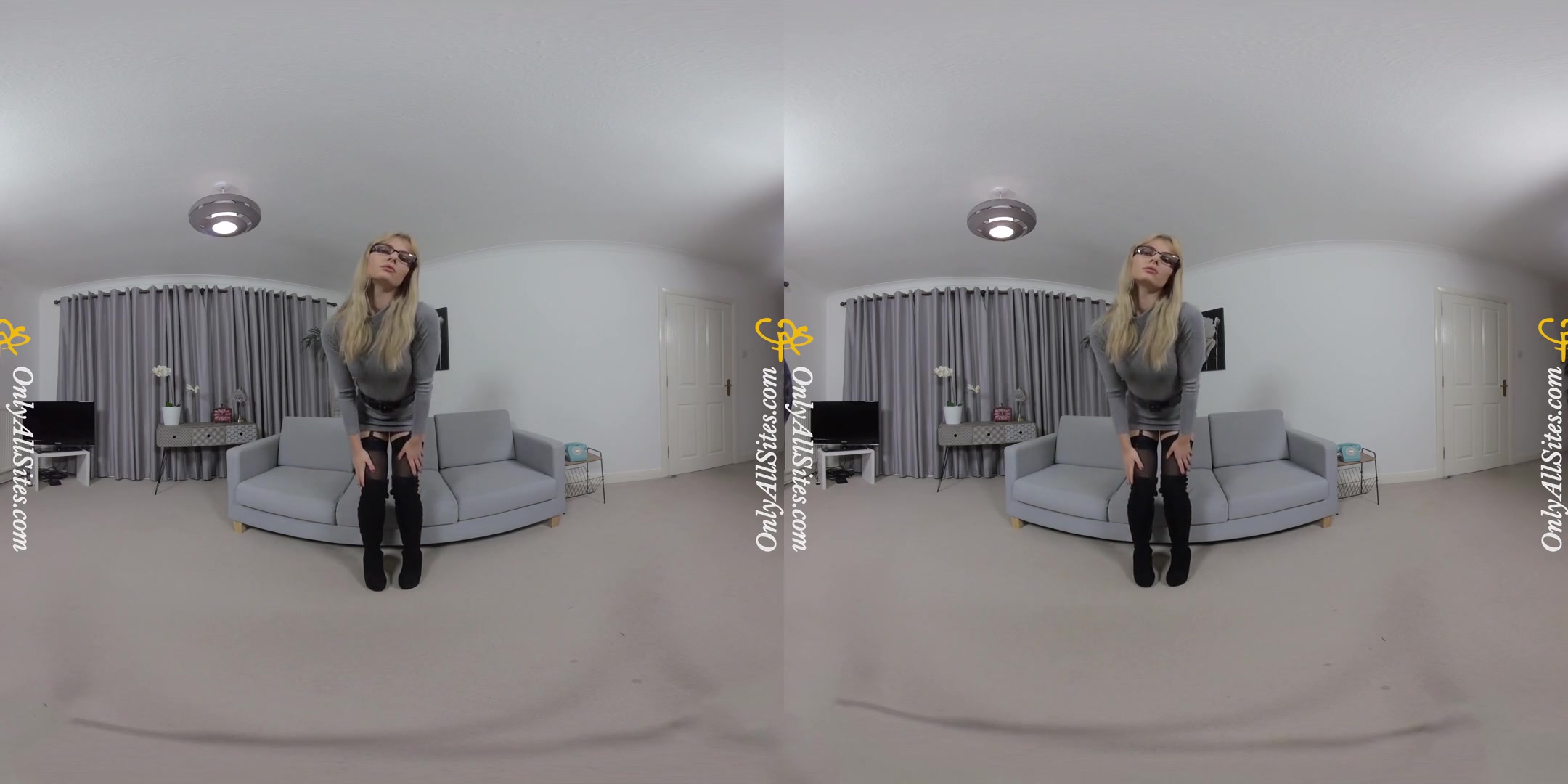 Pippa Doll - Grey Dress; Blonde Amateur Babe Striptease
