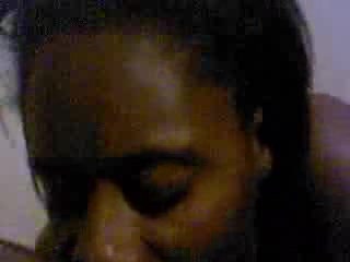 Black girlfriend tries hard to present the best blowjob