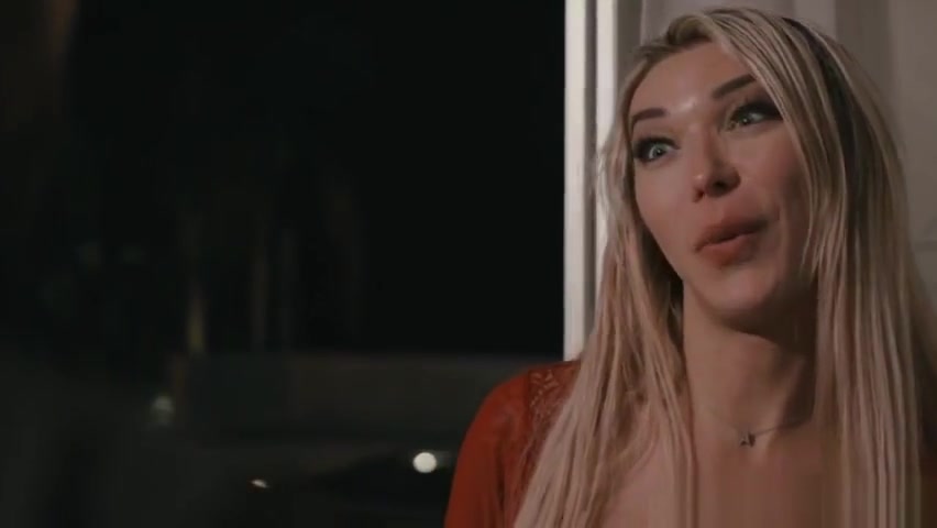 Blonde Trans Aubrey Kate visits neighbor and fucks her man