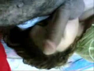Indian girlfriend licking a huge dark brown cock