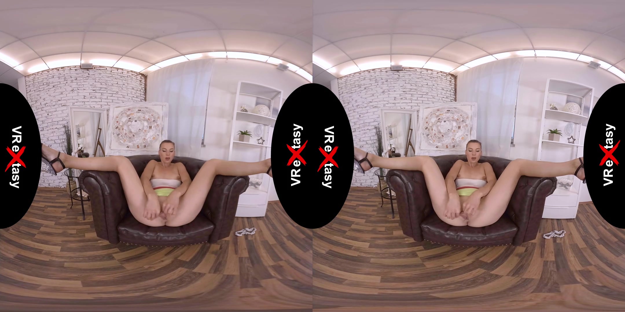 Victoria Daniels - Plays with Her Shaved Pussy; Stripping and Teasing Pornstar