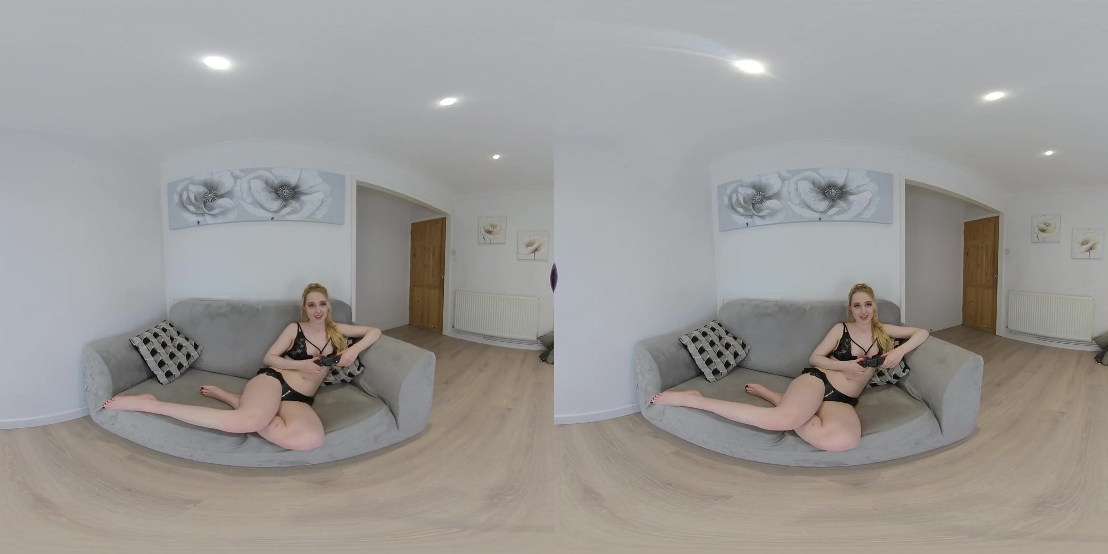 Gamer Girl Tease - Cute Amateur Blonde Stripping and Masturbating