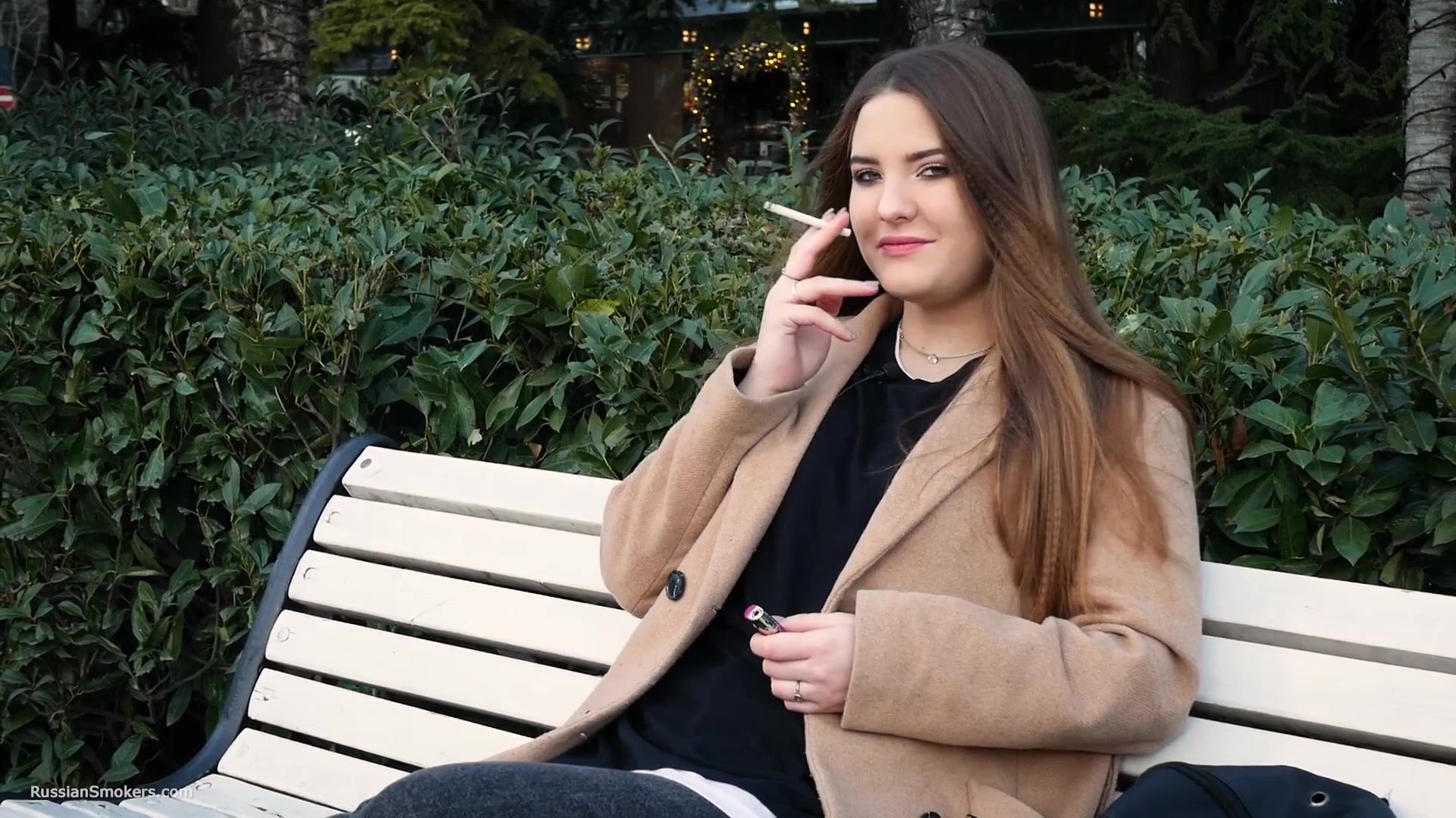 Russian Girl Spends Her Lunch Break Smoking 3 Cigs In A Row