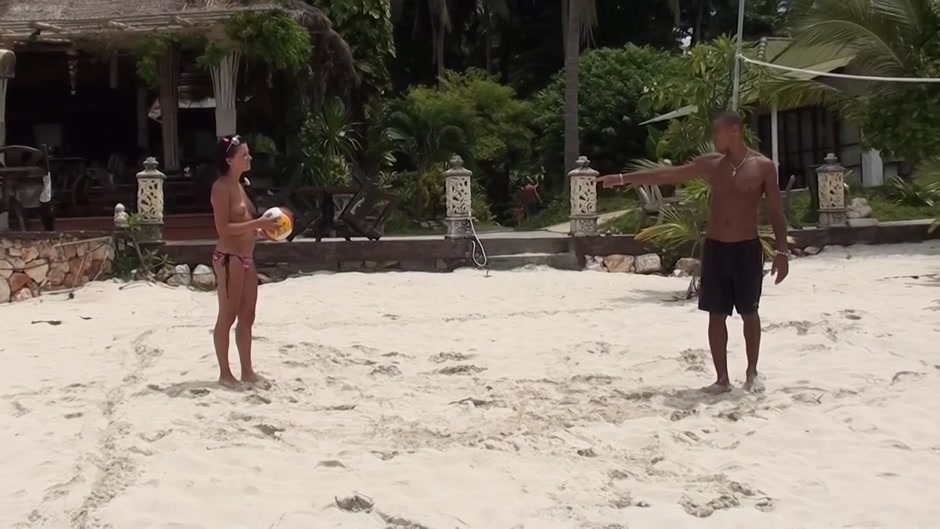 Tiffany in horny chick does oral sex on the beach scene