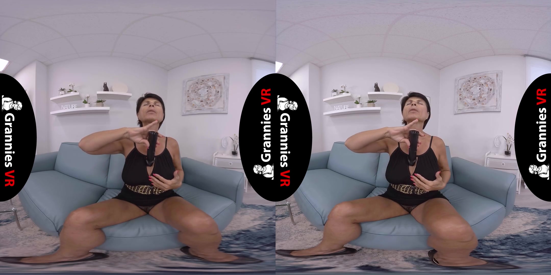 Marcela - Mature Masturbates on Sofa; Tanned GILF with Toy