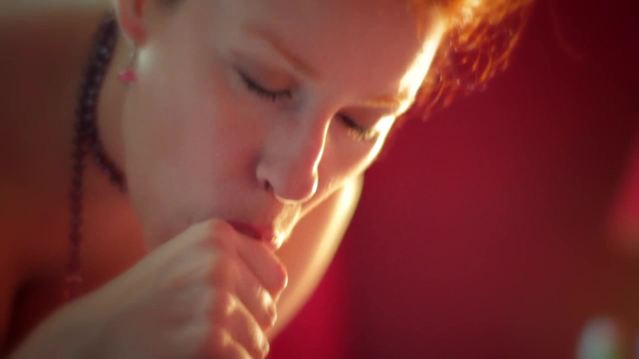 Awesome busty redhead Flesh gives a blowjob