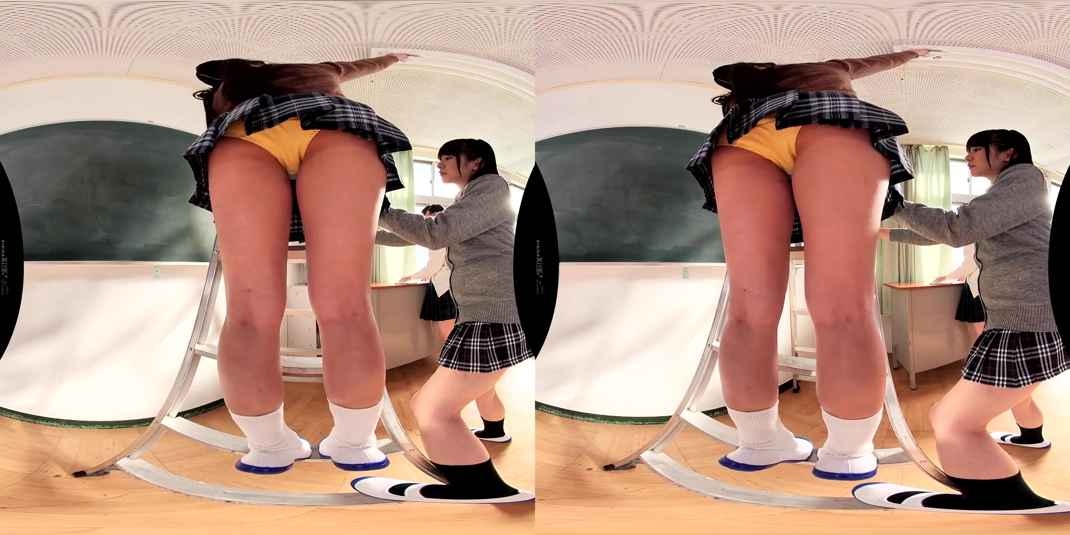 Panty-Shot Action While Cleaning the Floor on their Hands and Knees - Upskirt Panty