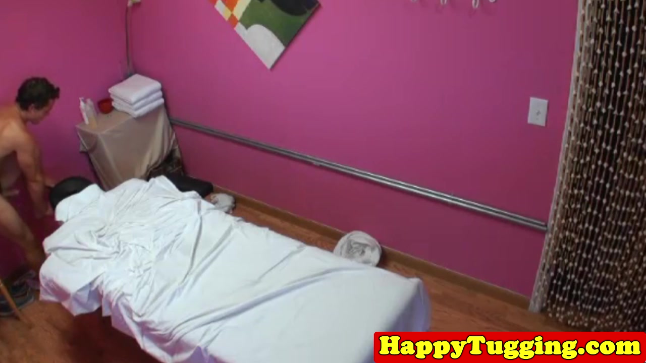 Asian masseuse babe jerking client cock