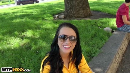 Breasty sweetheart in nylons masturbates in the street
