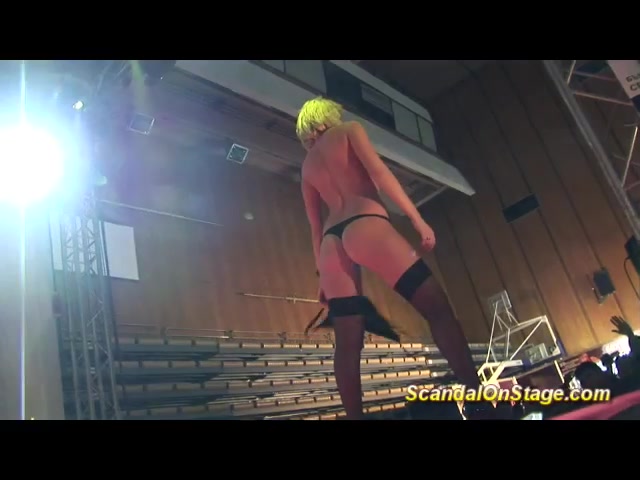 naked blonde lapdance on public stage