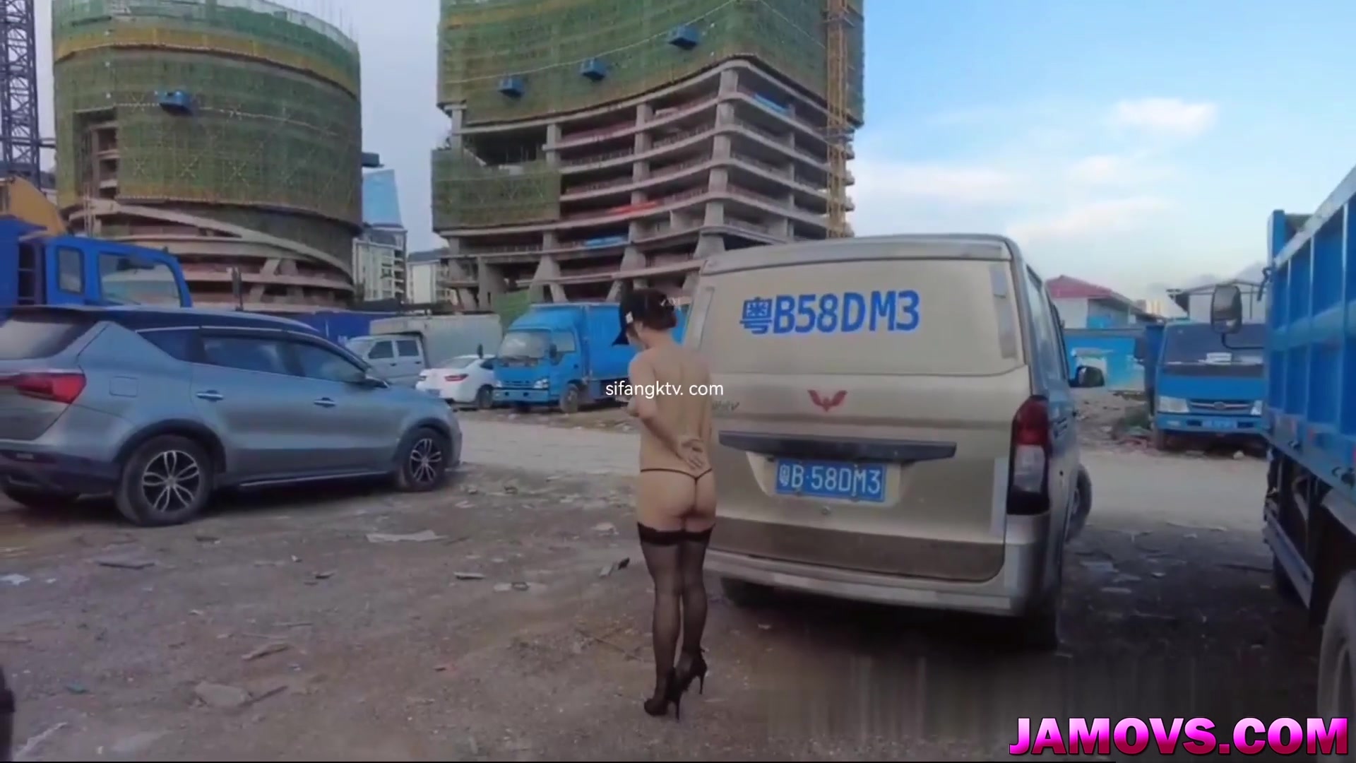 Asian Girl Posing with tied hand Outdoor