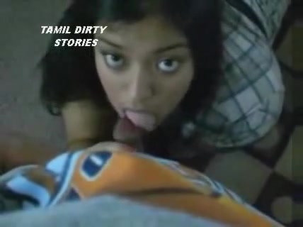 Inventive Latina bitch giving a blowjob with a little ice