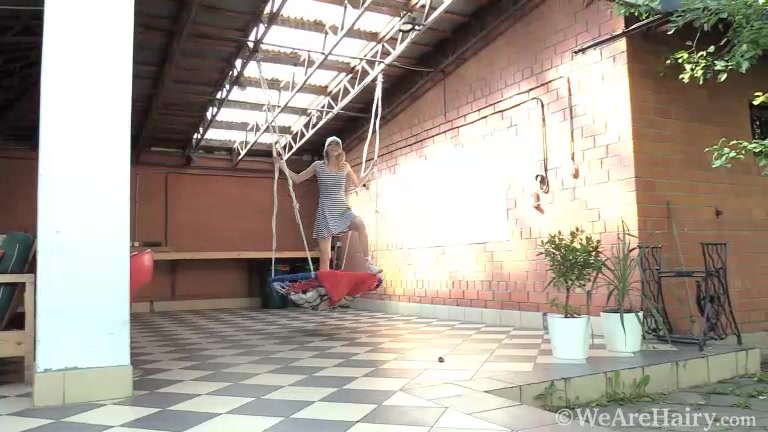 Treplev gets naked on her outdoor swing
