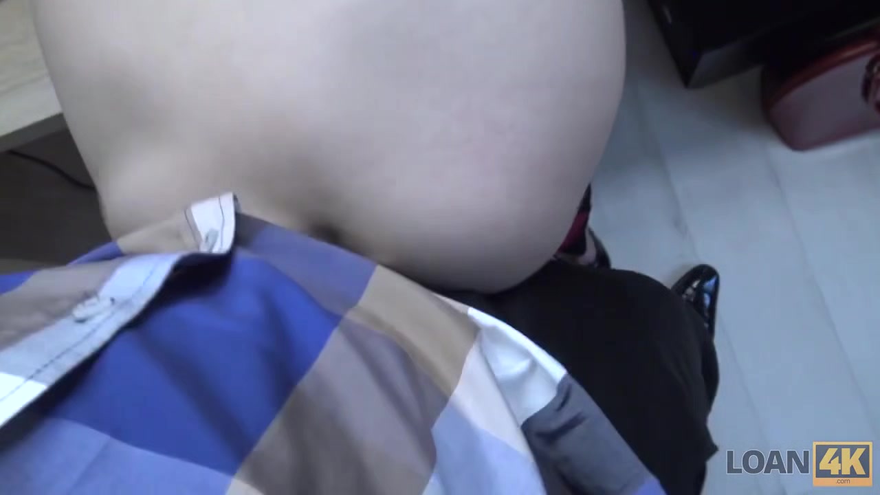 LOAN4K. Big-tittied hottie with red hair is owned by loan manager