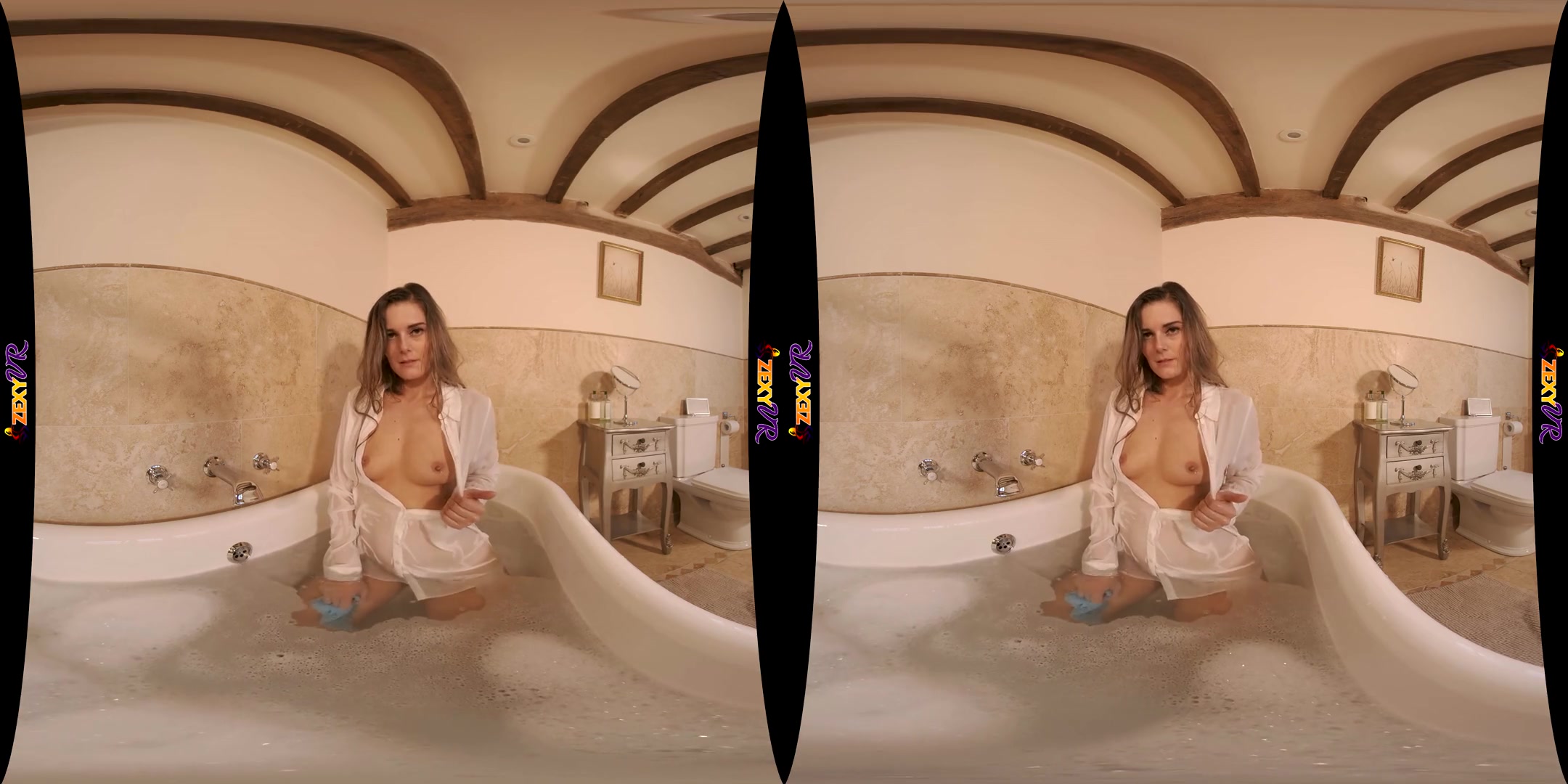 Bubble Trouble - Amateur MILF Wet Shirt in the Bathtub