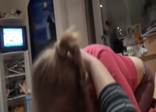 Blonde cutie is sucking on a hard rod