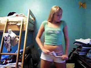 Flexible long-haired blonde stripping and teasing