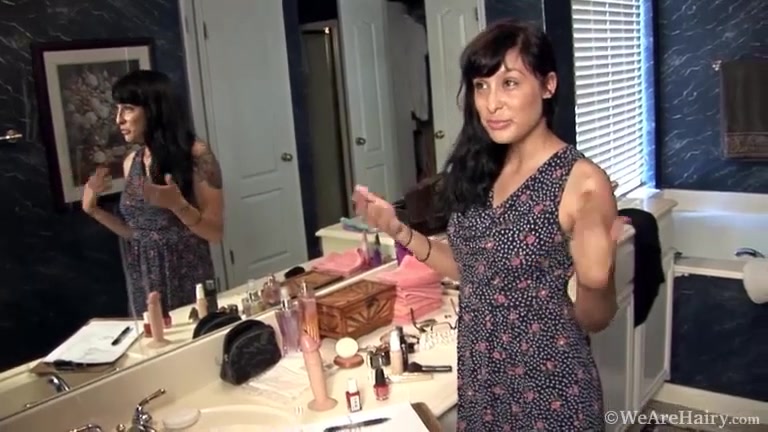 In her floral dress, Lena Lake strips naked - Compilation - WeAreHairy