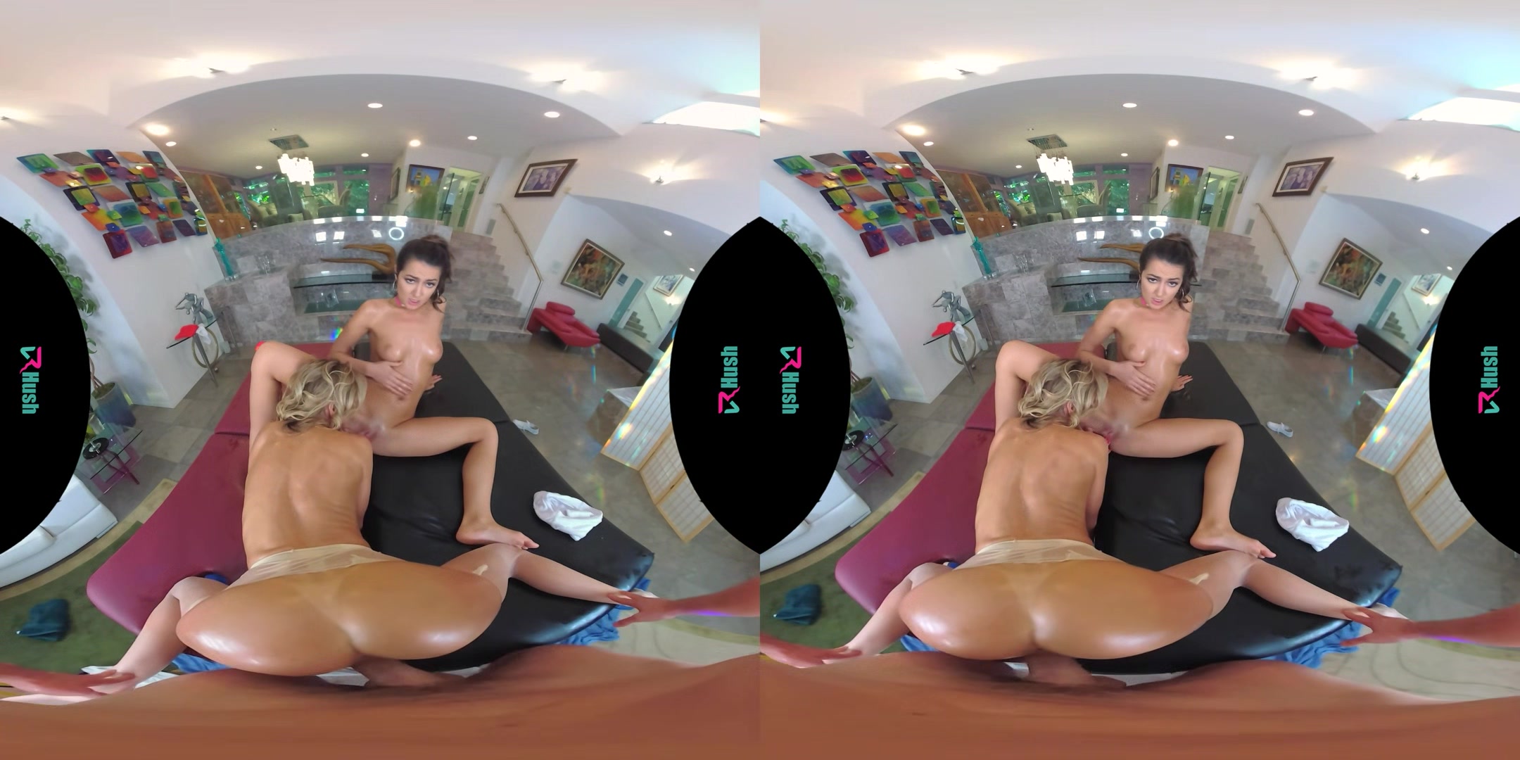 VRHUSH Lily Adams and Alexis Fawx share a big cock