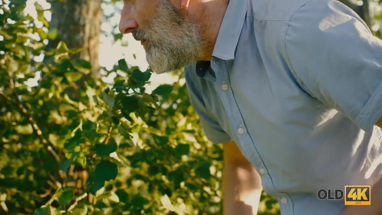 OLD4K. Experienced man and good-looking teen 18+ make love in the forest