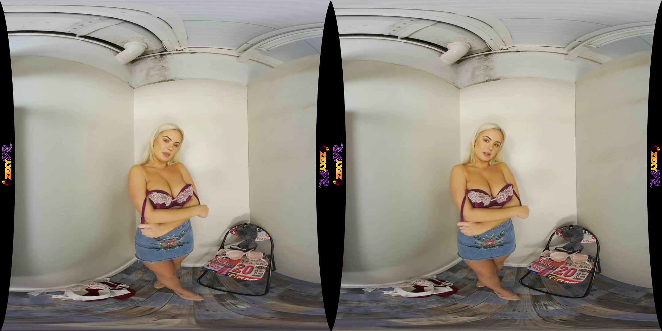 Fitting - Blonde Big Tits Striptease Tease Shaved