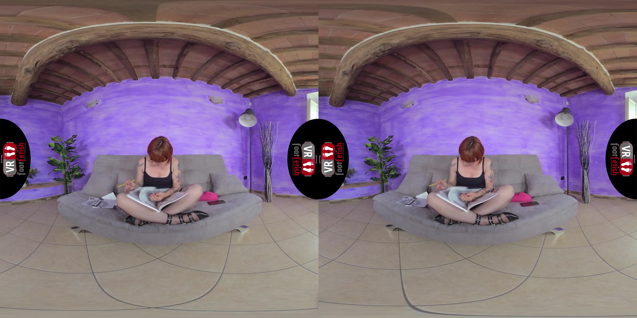 Gorgeously Seductive Ammalia Sucks Her Own Little Toes - Redhead in Stockings Foot Fetish VR