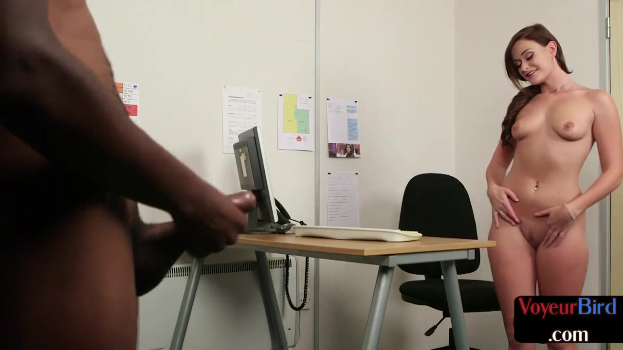 Office teasing BBC colleague while jerking for her