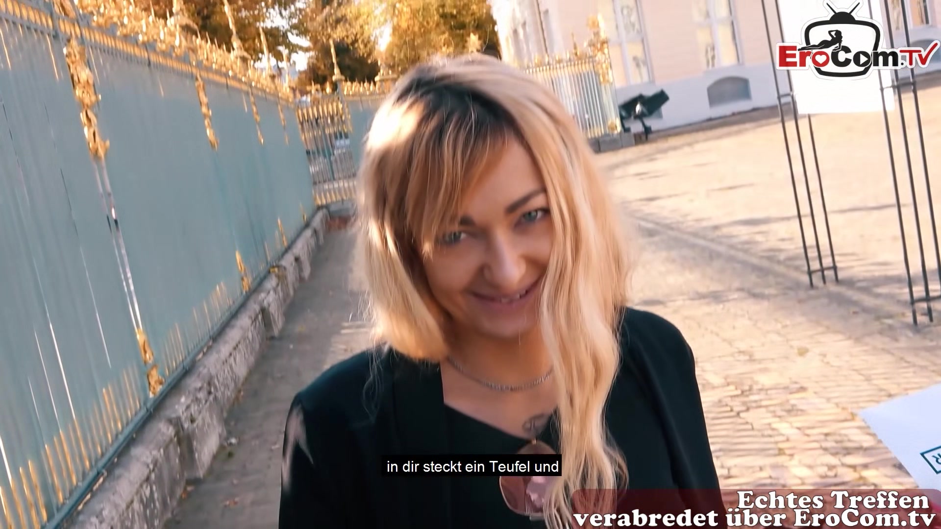 Skinny sporty blonde small tits milf at german casting