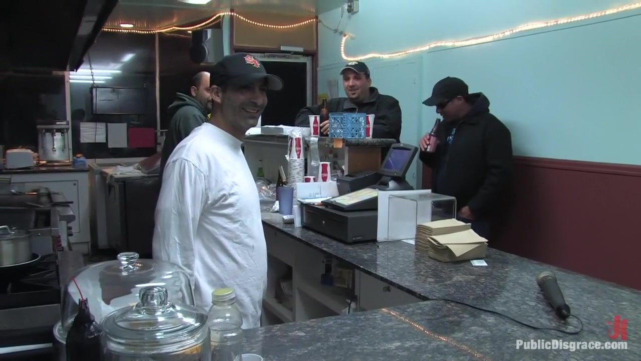 Hot amateur fucked in diner and made to give bj's to strangers!!!