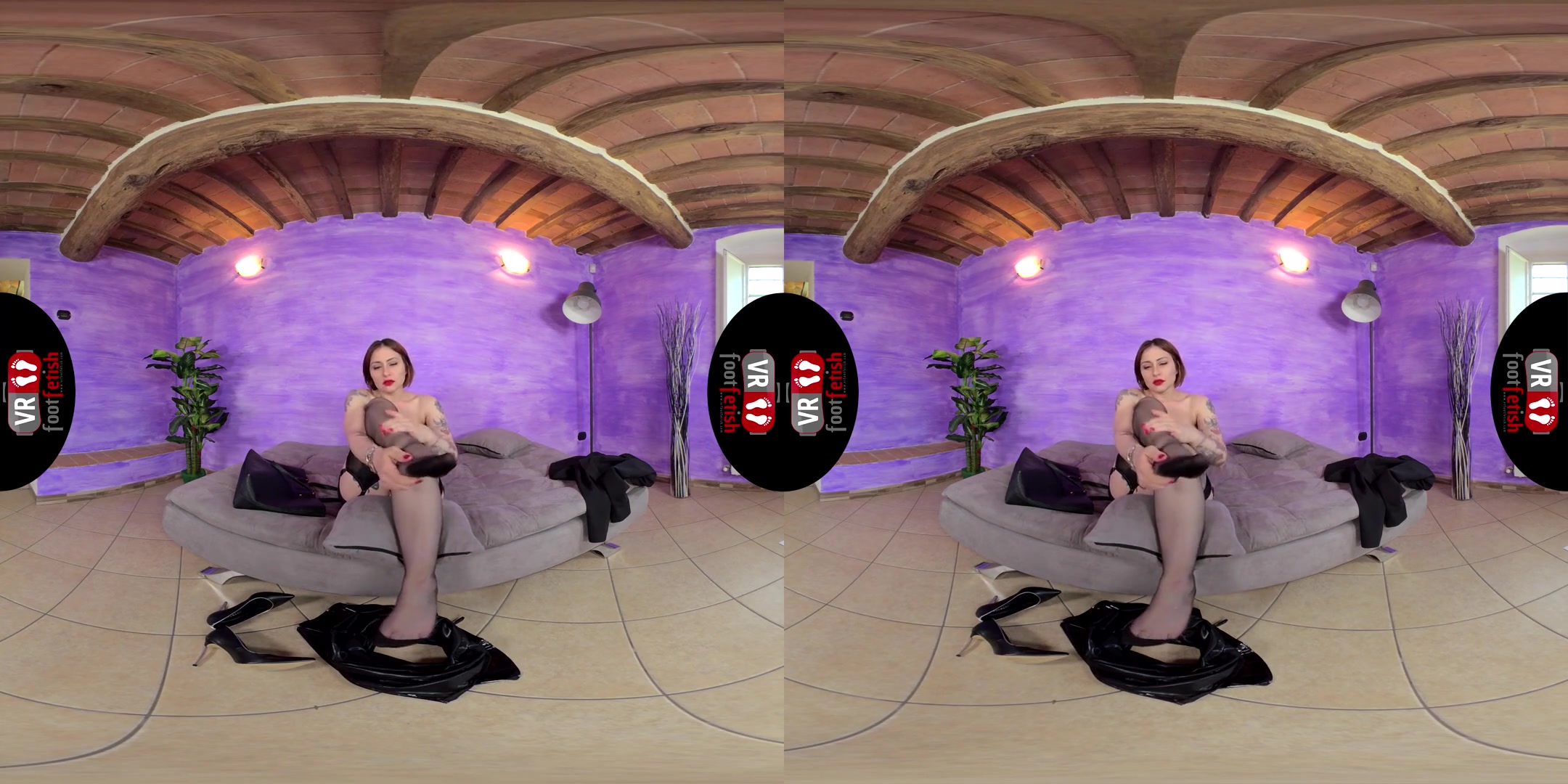Strikingly Beautiful Ammalia Showing Off Her Fabulous Feet - Stockings Legs and Feet Fetish VR