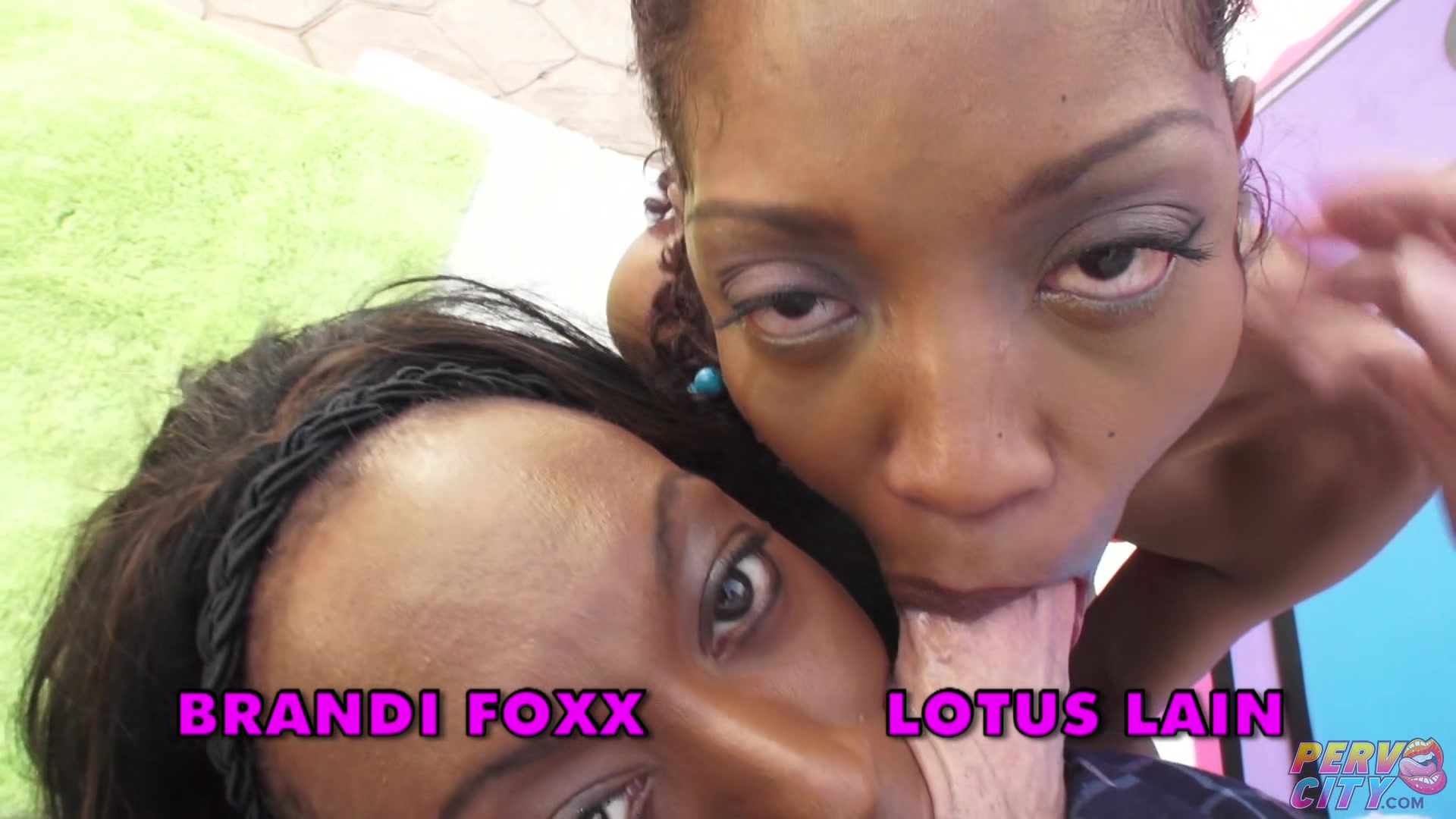 Throat Fuck for All-natural Ebony Babes Lotus Lain and Brandi Foxx