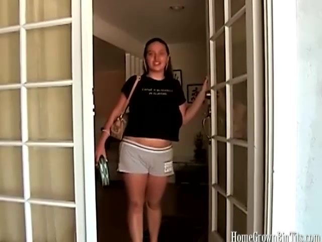 Amateur with huge natural tits rides a big cock