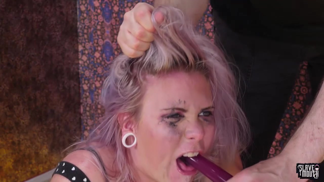 Violet Sky in mouth fuck BDSM session