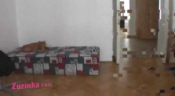 Amateur chick Zuzinka plays with a stranger