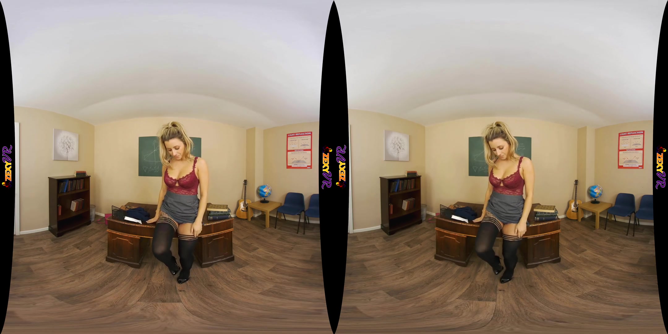 Pay Attention - Blonde Solo Model Teacher Striptease