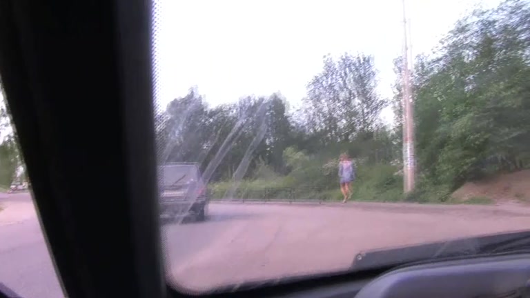 Blonde girl fucked on the roadside
