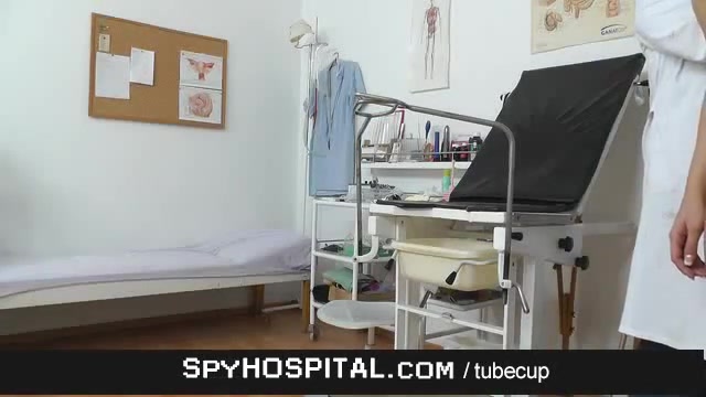records blonde babe during vagina check-up
