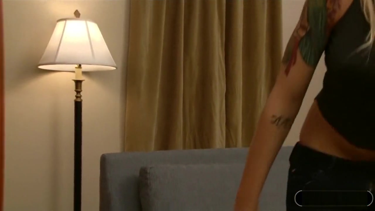 Blonde shemale Aubrey Kate banged on bed