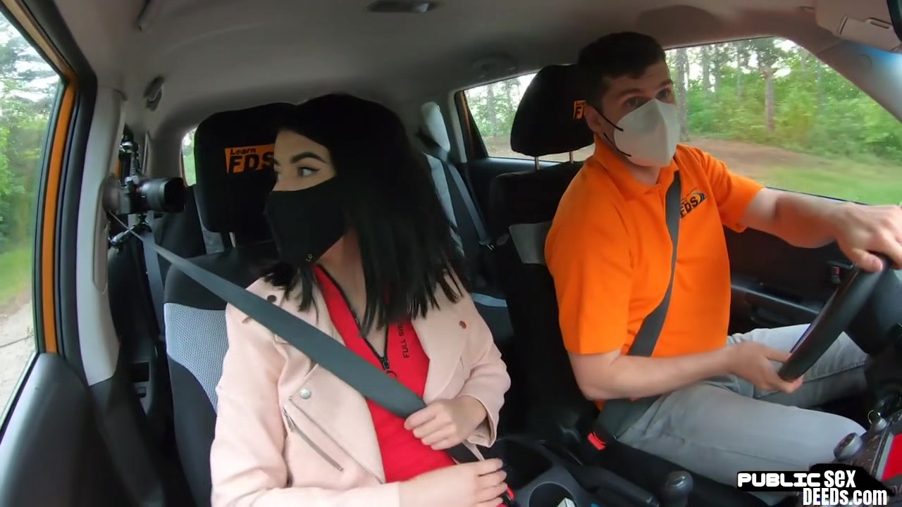 Car fucked teen 18+ banged outdoor by driving instructor