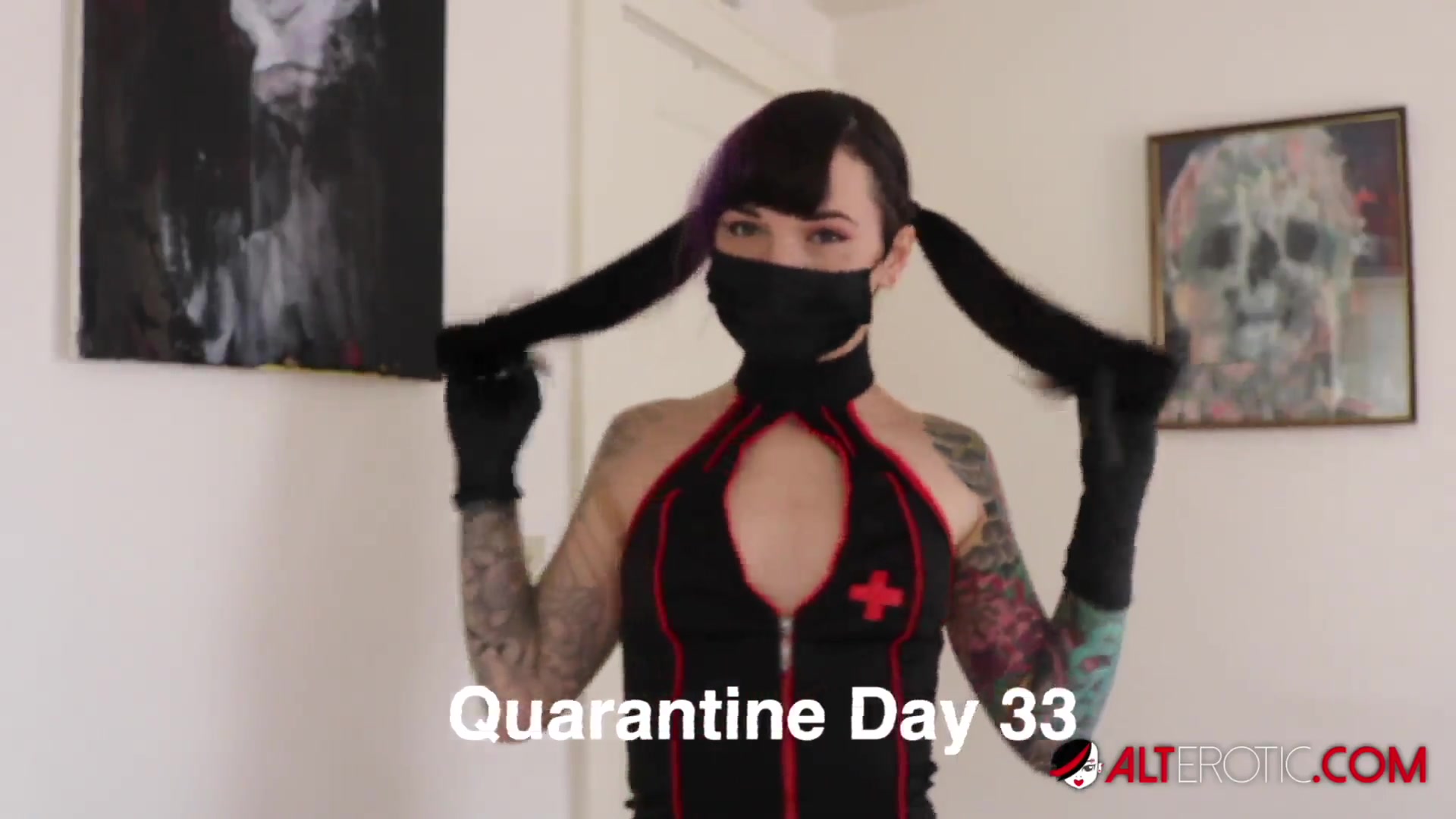 Natasha Grey under Quarantine decides to ride her new Sex Doll and finger her ass!